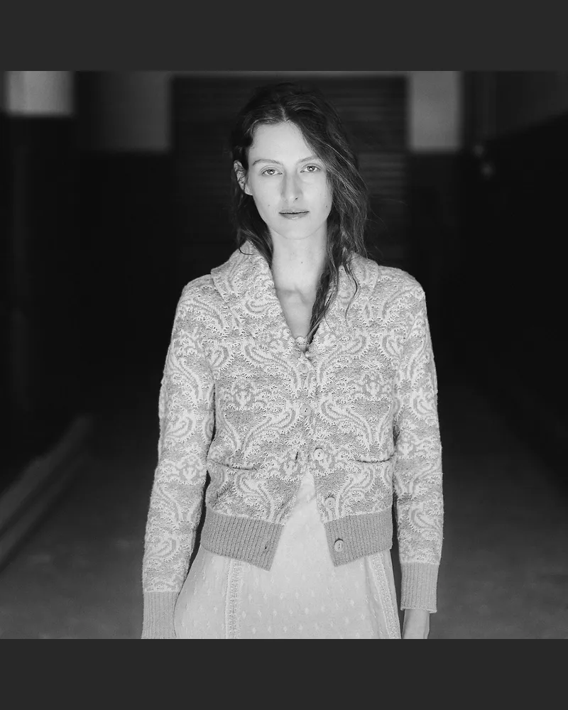 Ralph Lauren Jacquard-Strickjacke mit Blumenmuster Natural