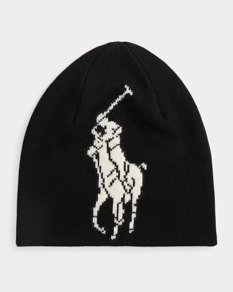Ralph Lauren Wollmütze mit Big Pony Black