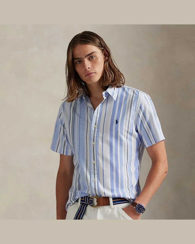 Ralph Lauren Gestreiftes Custom-Fit Oxfordhemd Blue