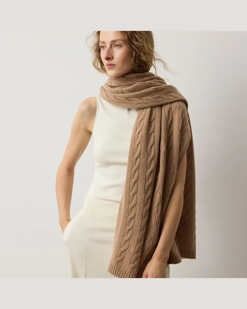 Ralph Lauren Kaschmirschal mit Zopfmuster Tan