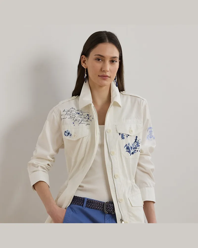 Ralph Lauren Federleichte Twill-Feldjacke mit Druck White