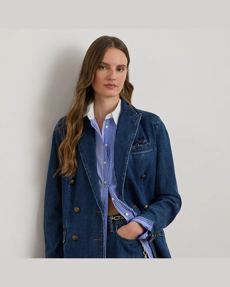 Ralph Lauren Zweireihiger Blazer aus Denim Blue