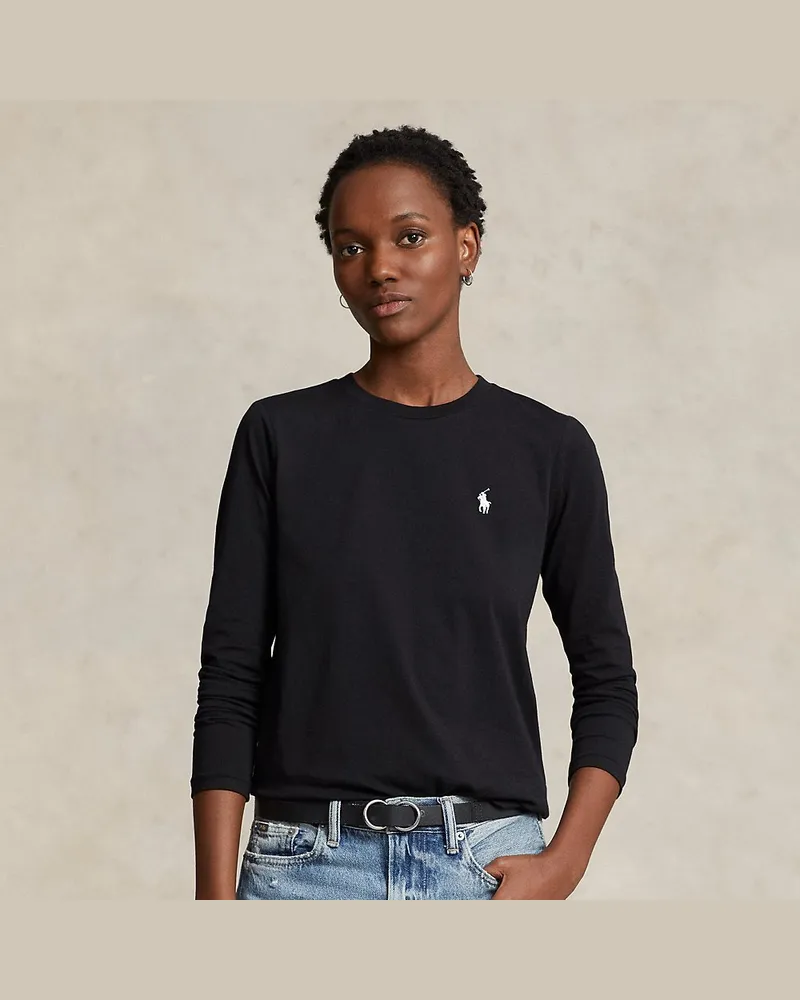 Ralph Lauren Langärmliges Rundhals-T-Shirt aus Jersey Black