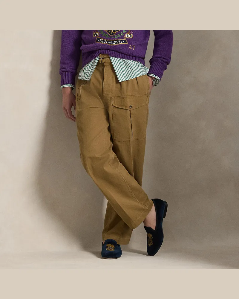 Ralph Lauren Relaxed-Fit Twillhose mit Falten Tan