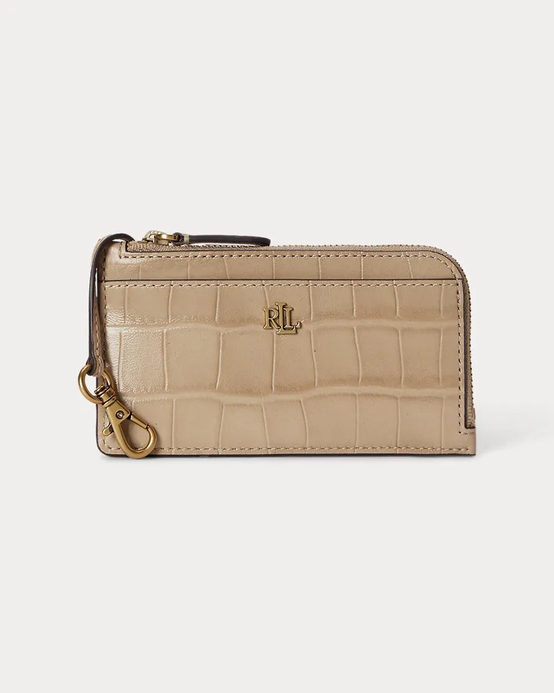 Ralph Lauren Leder-Kartenetui mit Krokodilprägung Tan