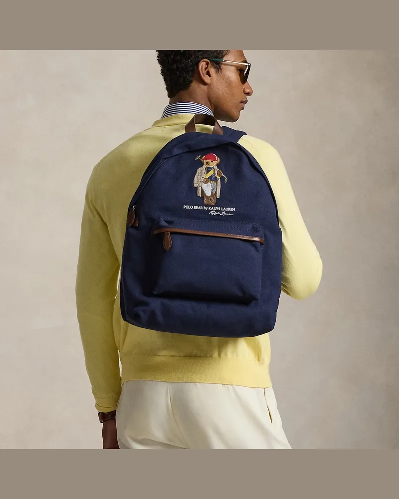Ralph Lauren Segeltuch-Rucksack mit Polo Bear Blue