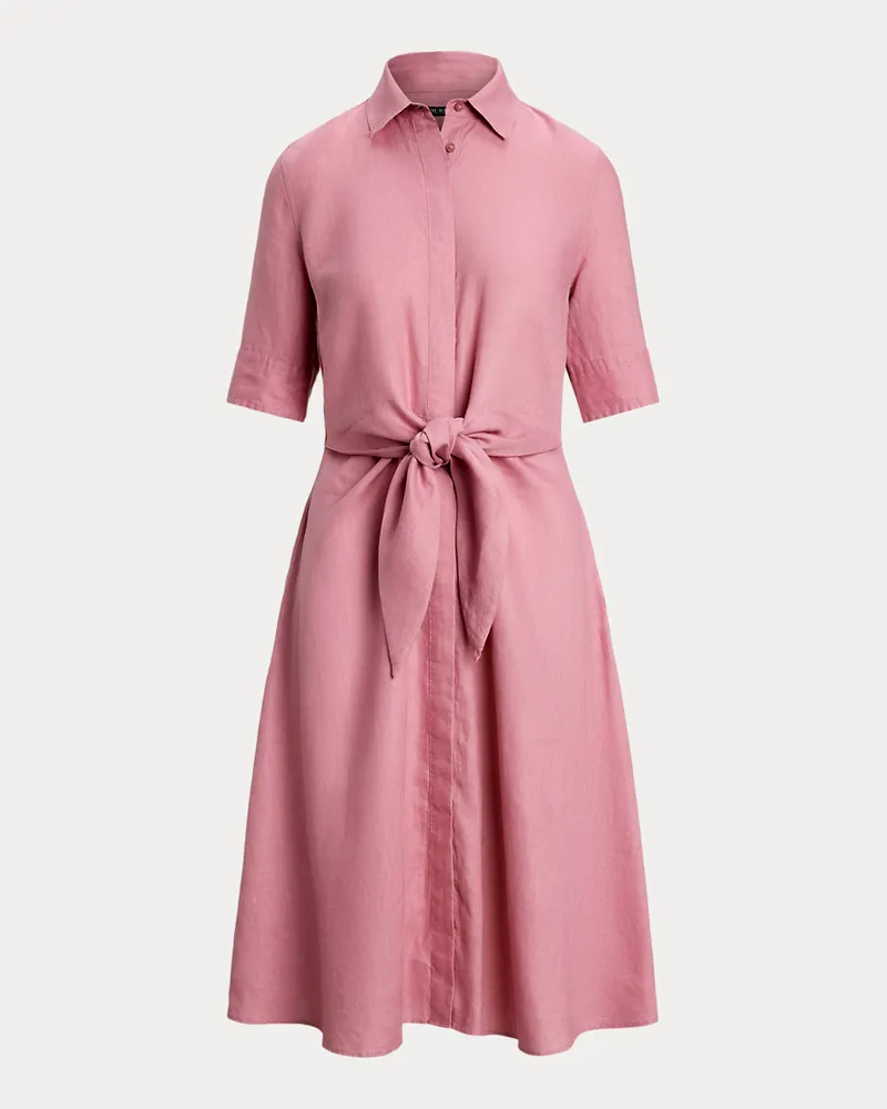 Ralph Lauren Leinenhemdkleid mit Bindedetail Pink