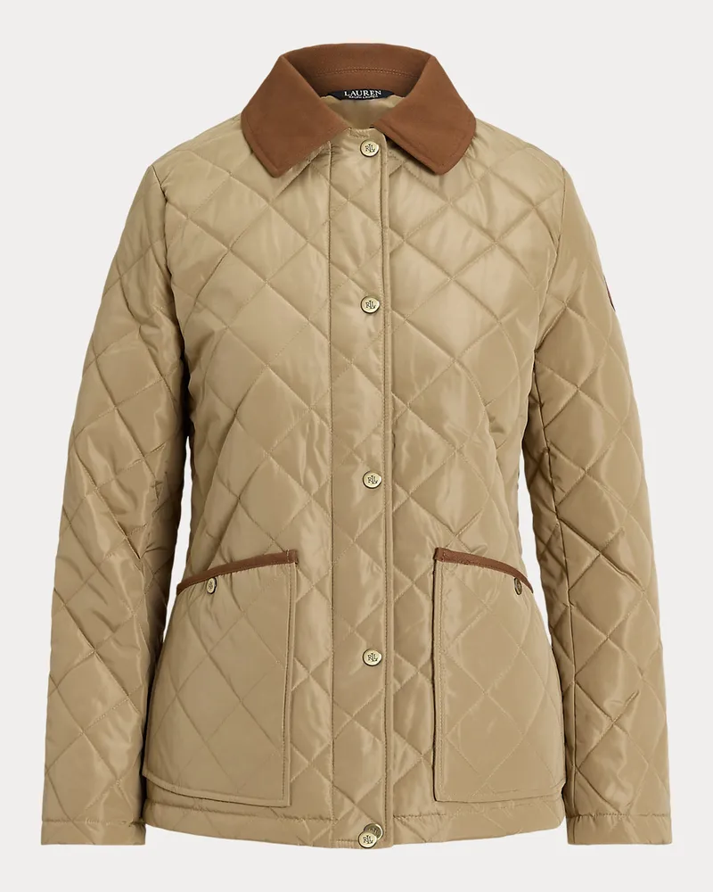 Ralph Lauren Jacke mit Rautensteppung und Twillbesatz Tan