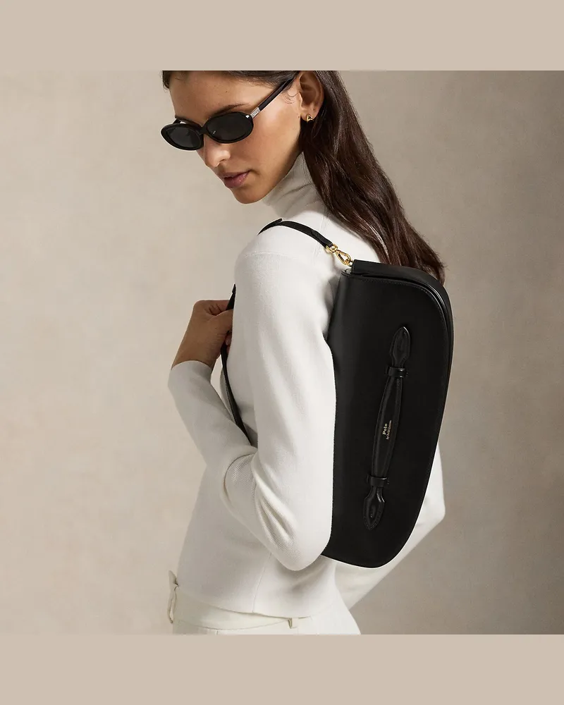 Ralph Lauren Leder-Clutch Bellport mit langer Klappe Black