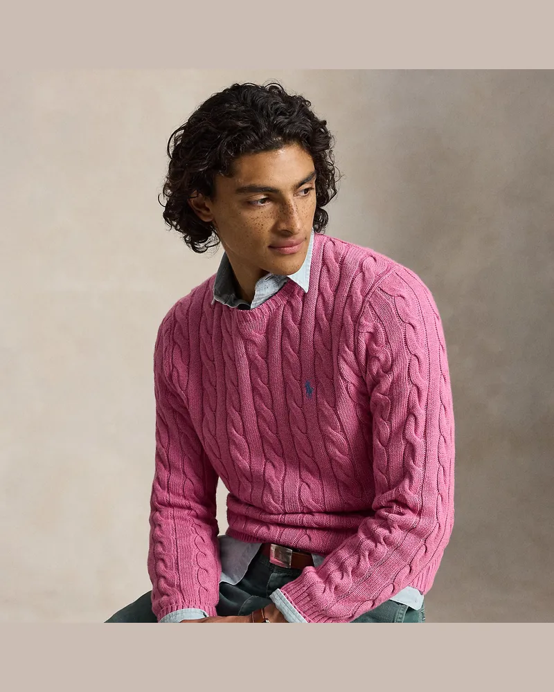Ralph Lauren Baumwollpullover mit Zopfmuster Pink