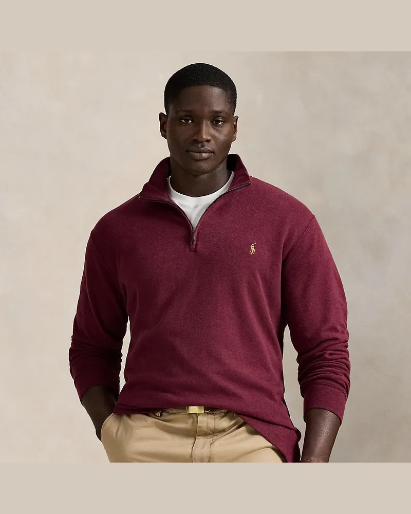 Ralph Lauren Große Größen - Rippenpullover mit Viertelreißverschluss Red