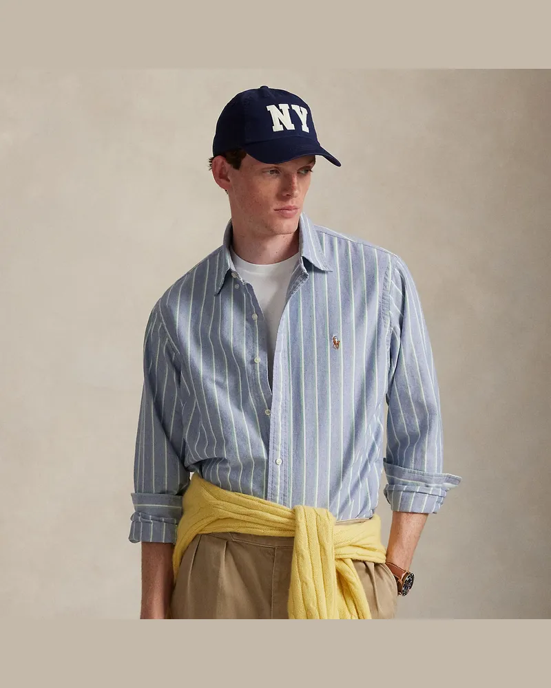 Ralph Lauren Gestreiftes Custom-Fit Oxfordhemd Blue