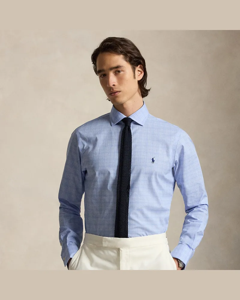 Ralph Lauren Custom-Fit Glencheck-Popelinehemd Blue