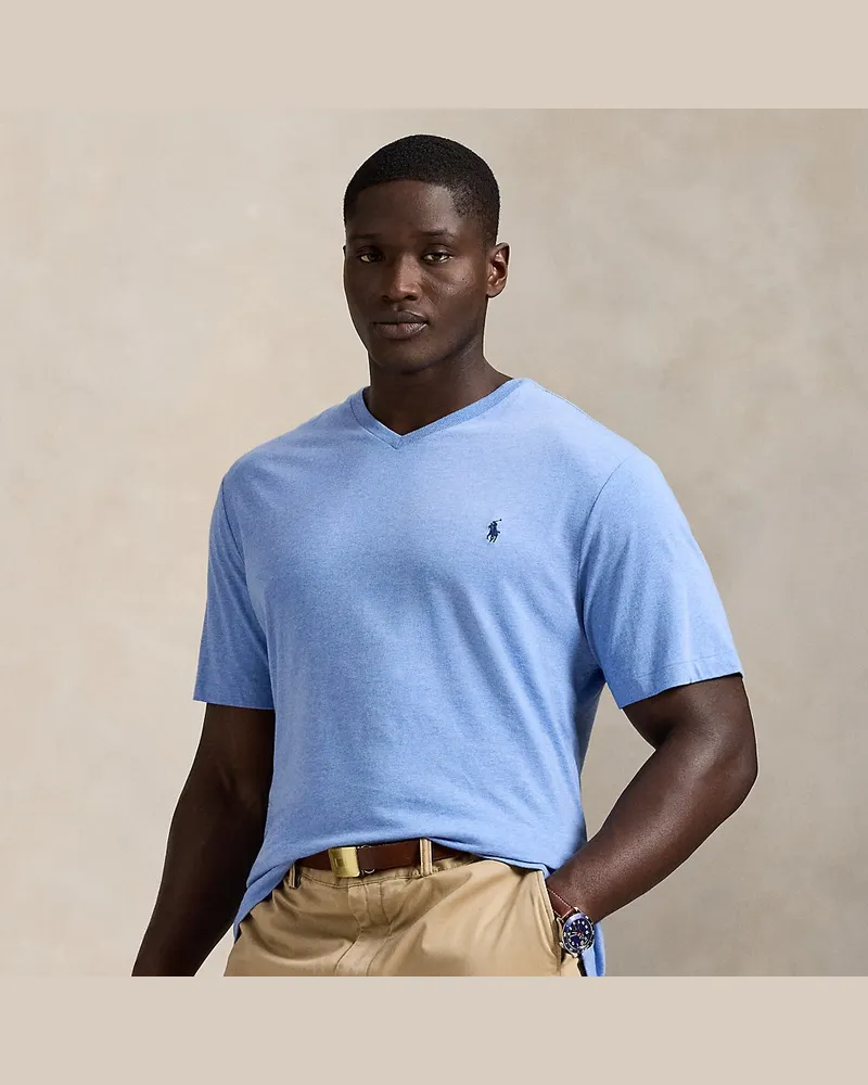 Ralph Lauren Große Größen - Jersey-T-Shirt mit V-Ausschnitt Blue