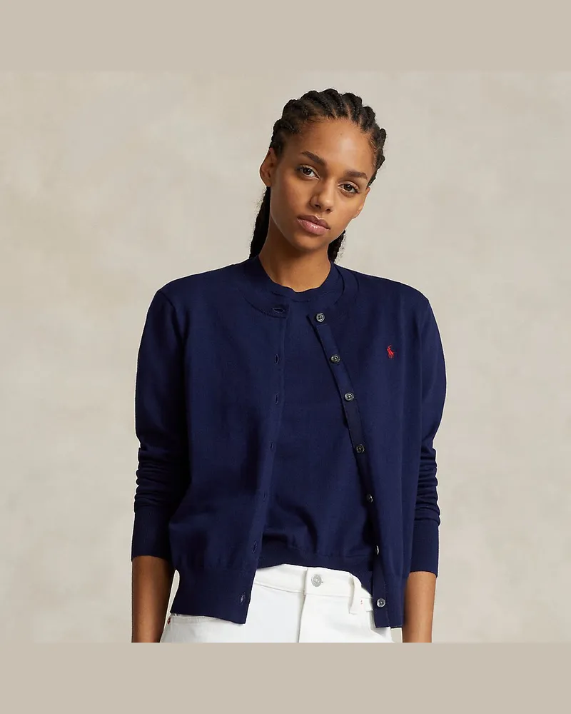 Ralph Lauren Strickjacke aus Baumwollmischung Blue