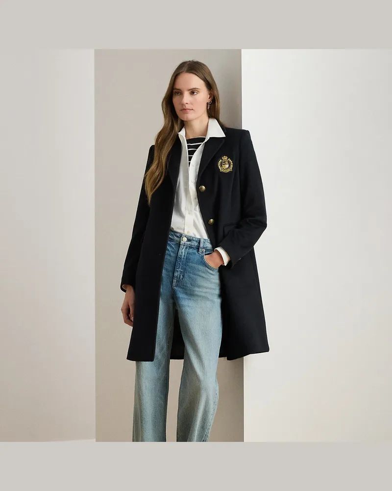 Ralph Lauren Kurzgrößen - Mantel mit Wappenaufnäher Black