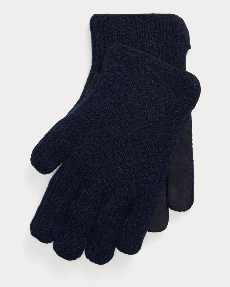 Ralph Lauren Kaschmir- und Lammwildleder-Handschuhe Blue