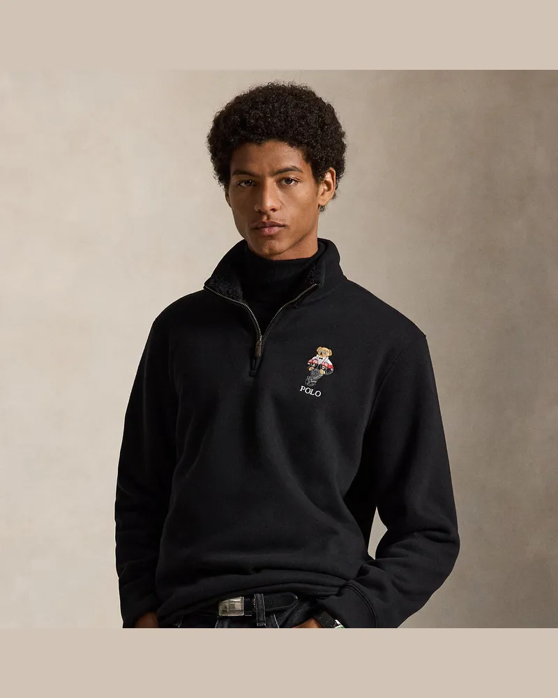Ralph Lauren Estate-Rippenpullover mit Polo Bear Black