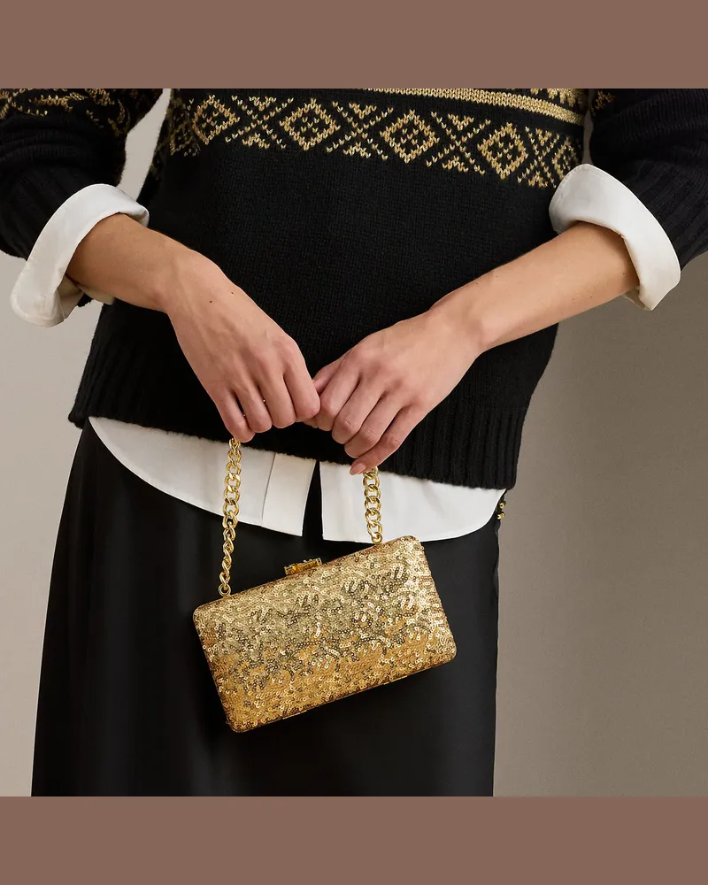 Ralph Lauren Kleine Clutch Franki mit Pailletten Gold