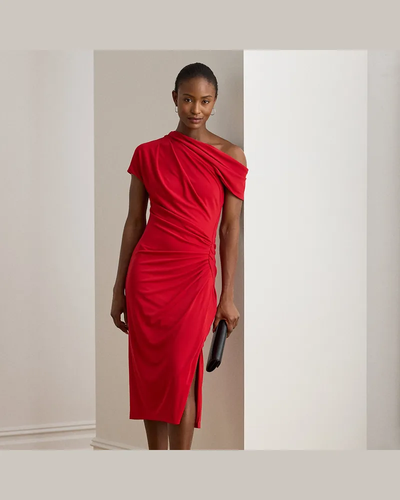 Ralph Lauren Schulterfreies Kleid aus Stretchjersey Red