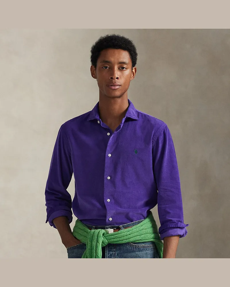 Ralph Lauren Custom-Fit Hemd aus Kordsamt Purple