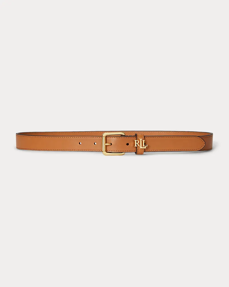 Ralph Lauren Schmaler Ledergürtel mit Logo-Schlaufe Brown