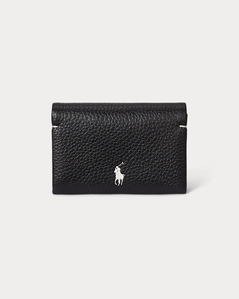 Ralph Lauren Lederkartenetui Polo Play mit Druckknopf Black