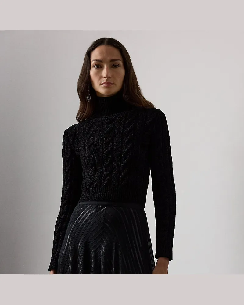 Ralph Lauren Kurzer Rollkragenpullover mit Seide Black