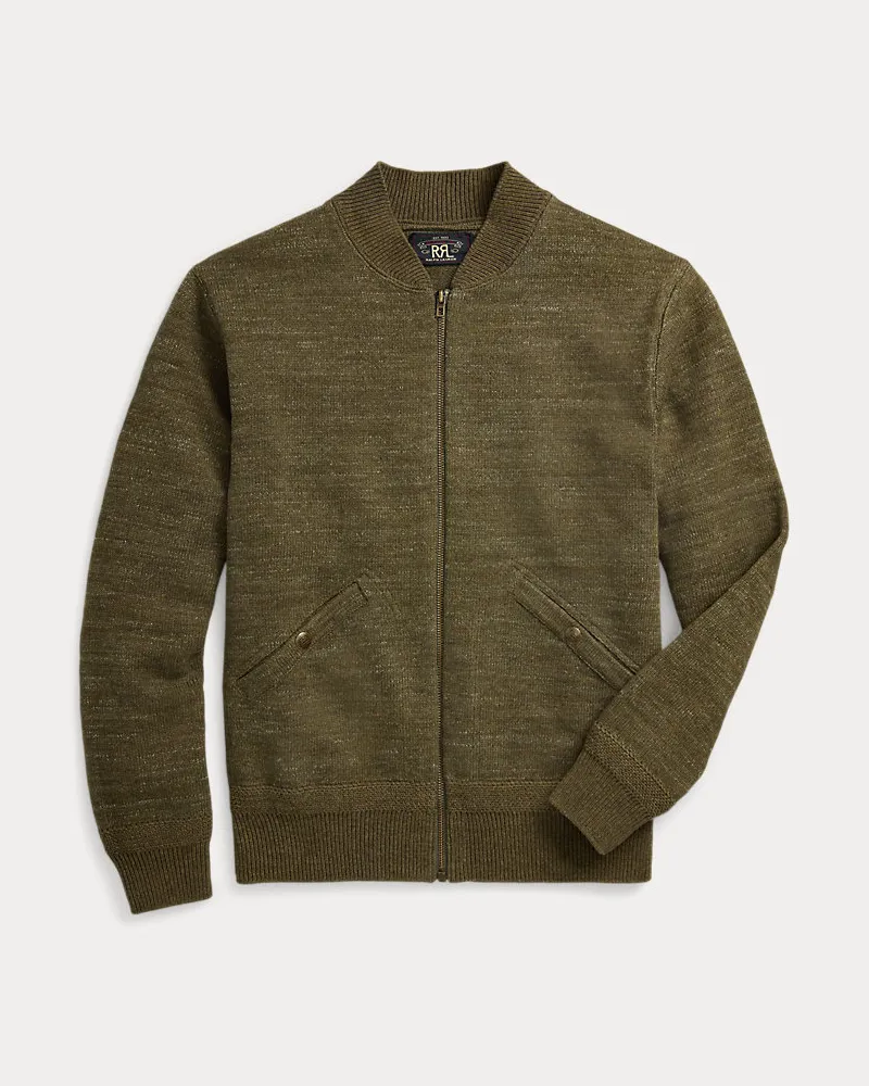Ralph Lauren Baumwoll-Woll-Reißverschlussjacke Green