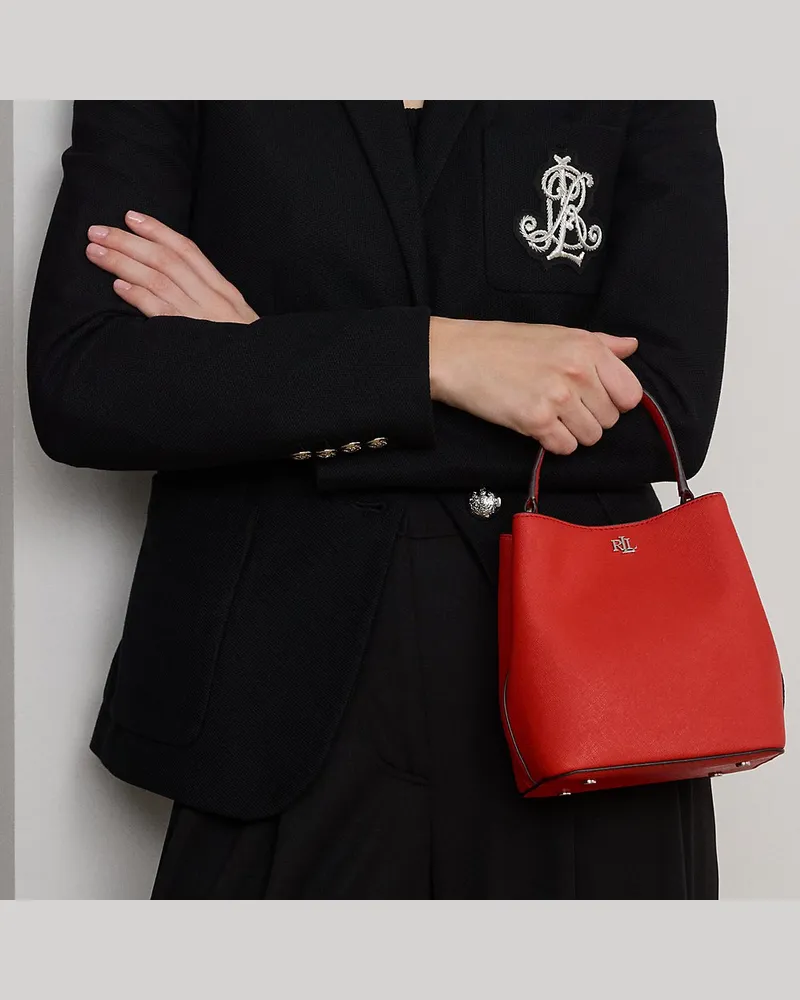 Ralph Lauren Kleine Schraffurleder-Beuteltasche Reese Orange