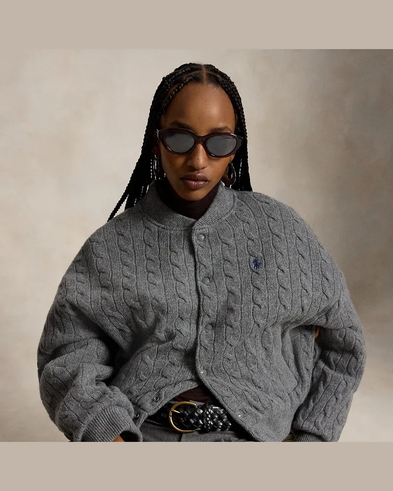 Ralph Lauren Woll-Kaschmir-Jacke mit Zopfmuster Grey