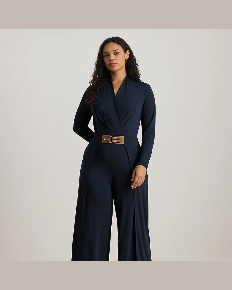 Ralph Lauren Plus Größen - Jumpsuit mit V-Ausschnitt und Schnalle Blue