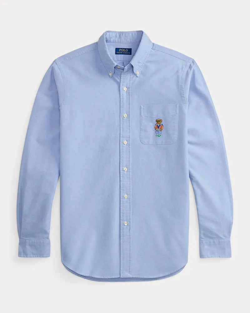 Ralph Lauren Custom-Fit Oxfordhemd mit Polo Bear Blue