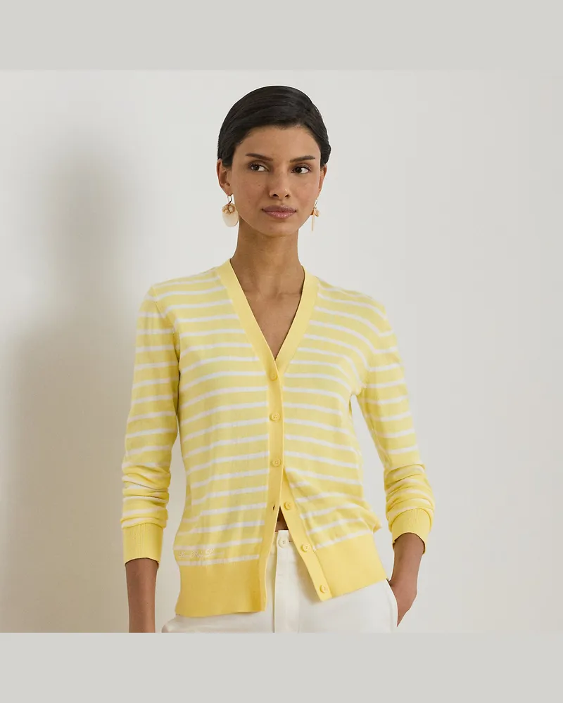 Ralph Lauren Baumwoll-Strickjacke mit V-Ausschnitt Yellow