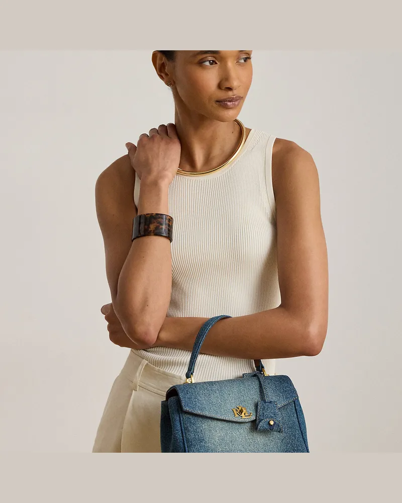 Ralph Lauren Kleine Beuteltasche Farrah aus Denim Blue
