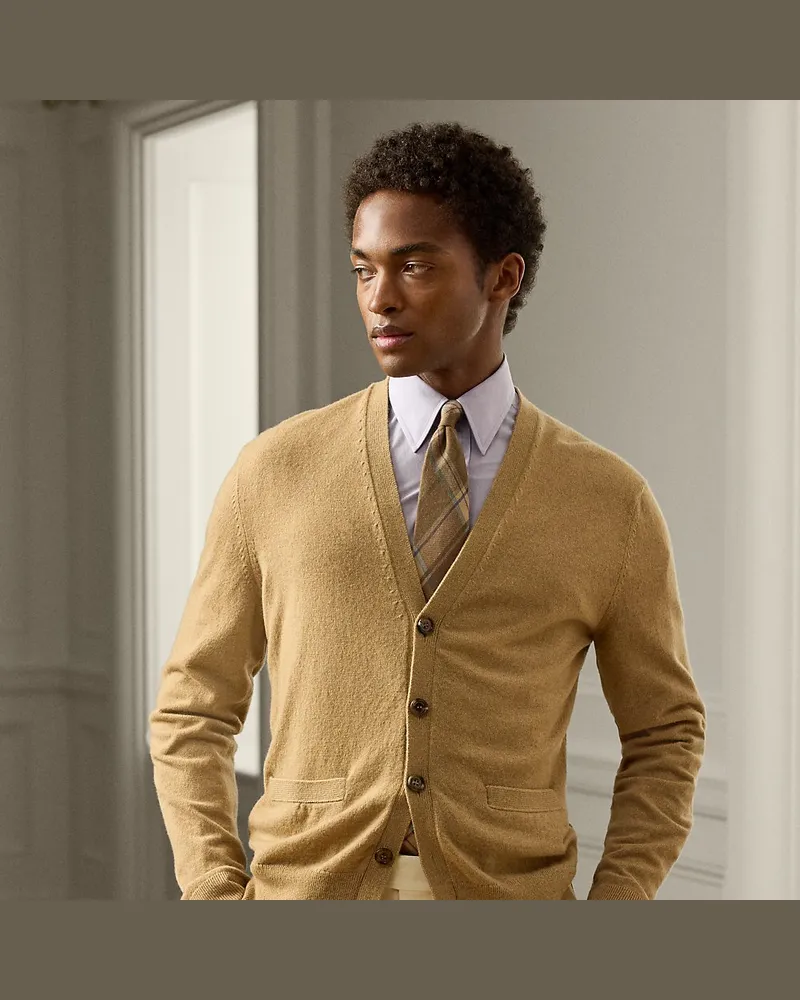 Ralph Lauren Kaschmir-Strickjacke mit V-Ausschnitt Brown