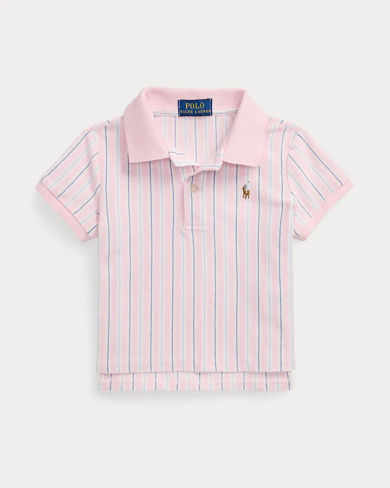 Ralph Lauren Kastenförmiges Poloshirt mit Streifen Pink