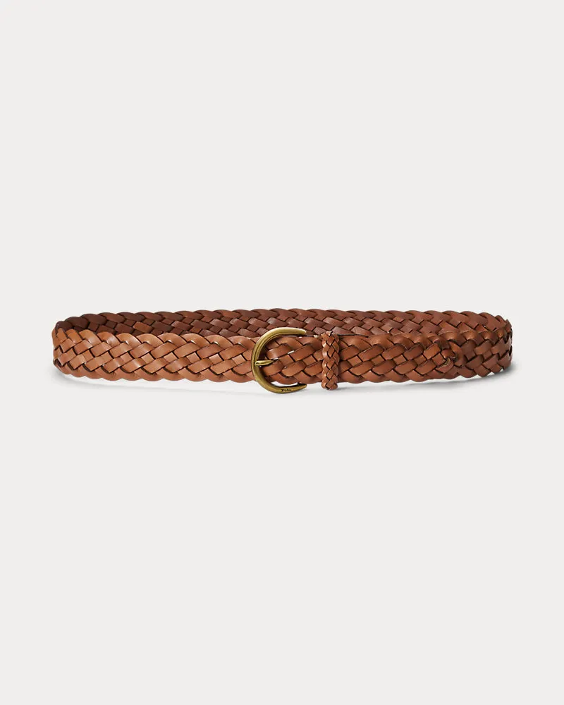 Ralph Lauren Geflochtener Gürtel aus Kalbsleder Tan