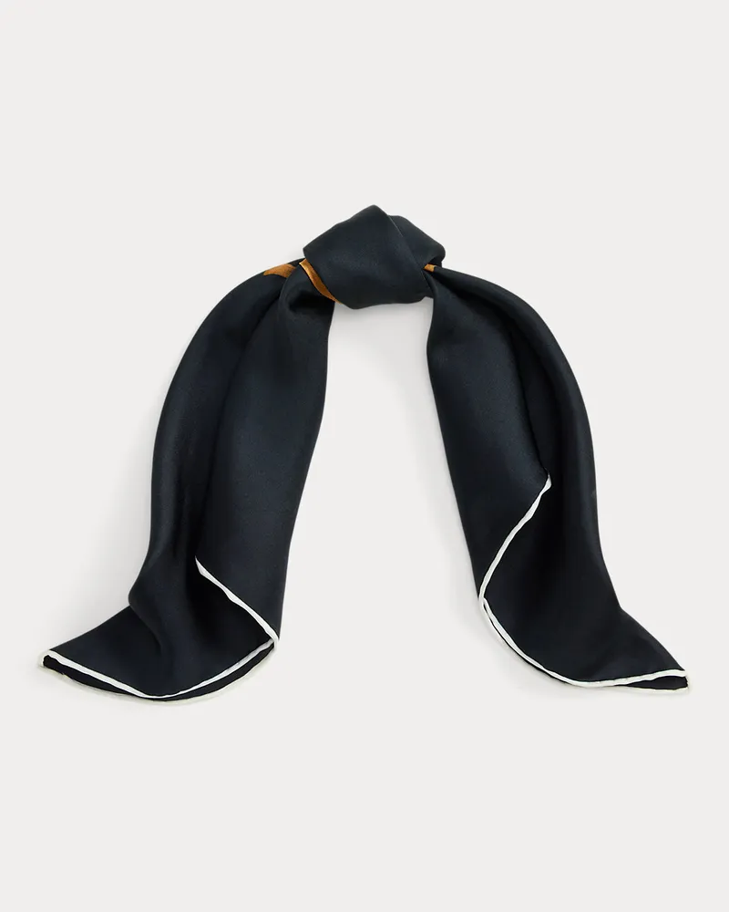 Ralph Lauren Quadratisches Seidentuch mit Hundemotiv Blue
