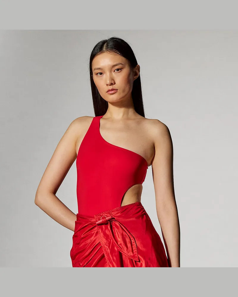 Ralph Lauren Einschultriger Neopren-Bodysuit Carsin Red