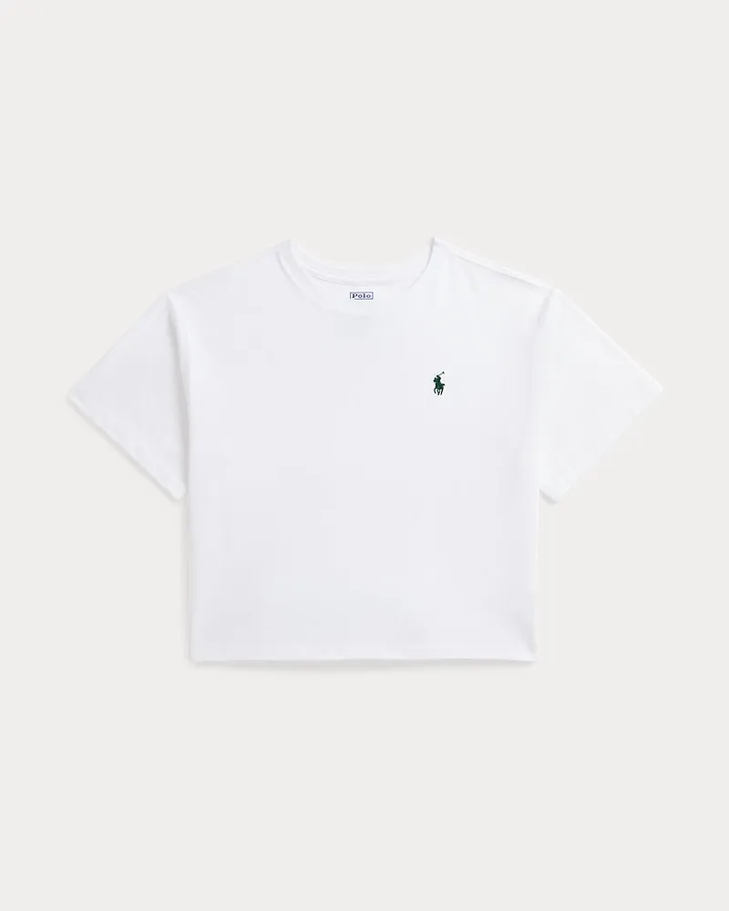 Ralph Lauren Kastenförmiges Jersey-T-Shirt Wimbledon White