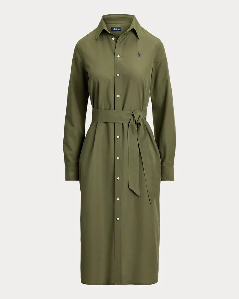 Ralph Lauren Baumwoll-Leinen-Hemdkleid mit Gürtel Green