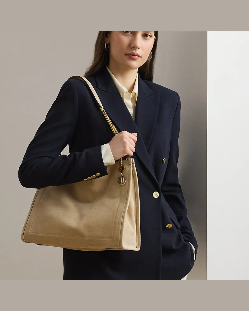 Ralph Lauren Große Tragetasche Bradley aus Wildleder Cream