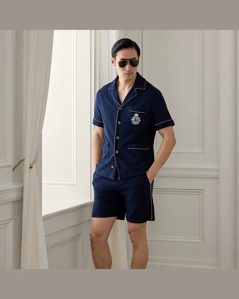 Ralph Lauren Shorts aus Baumwoll-Seiden-Frottee Blue