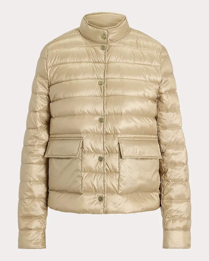 Ralph Lauren Übergroßer Metallic-Daunenmantel Tan