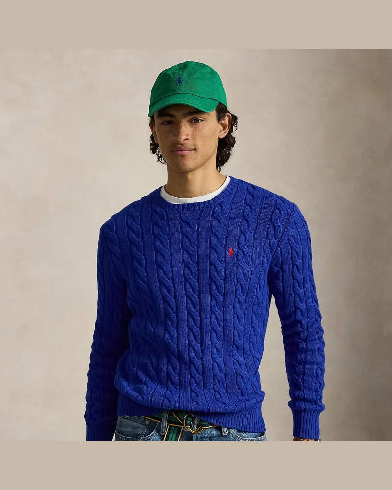 Ralph Lauren Baumwollpullover mit Zopfmuster Blue