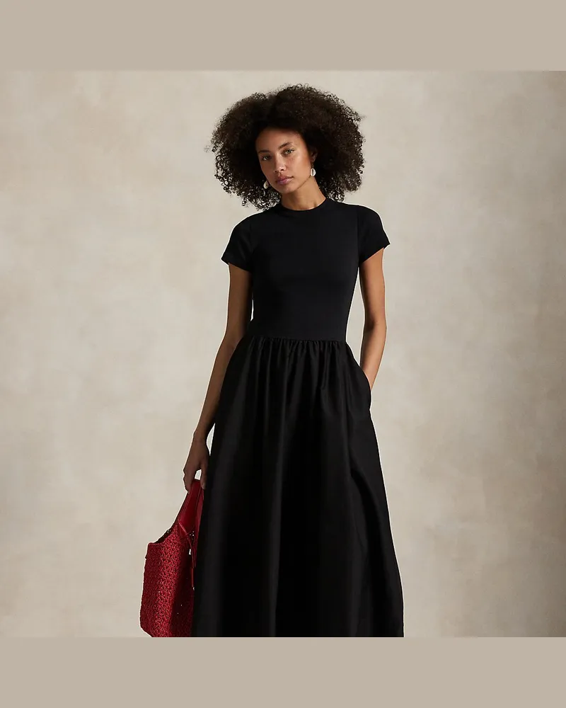 Ralph Lauren Kurzärmliges Kleid aus Baumwolle Black