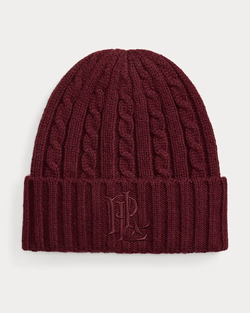 Ralph Lauren Mütze mit Zopfmuster und Logostickerei Red
