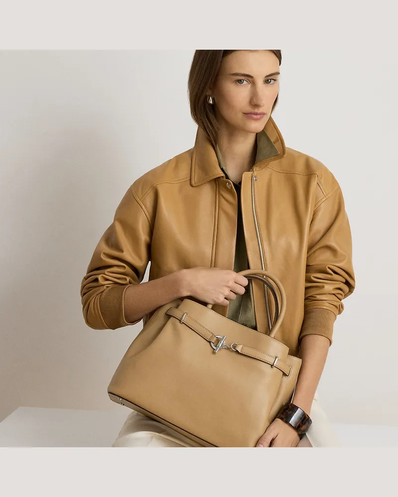 Ralph Lauren Große Leder-Umhängetasche Blaike Tan