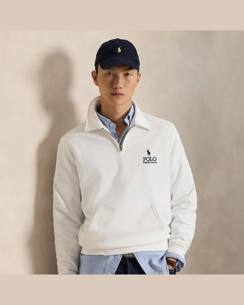 Ralph Lauren Fleece-Sweatshirt mit Kragen und Logo White